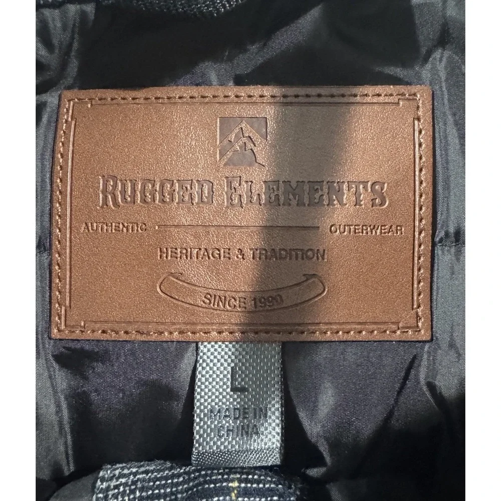 Rugged Elements Quilted Flannel Shirt Jacket Mens Large Gray Black Plaid Shacket